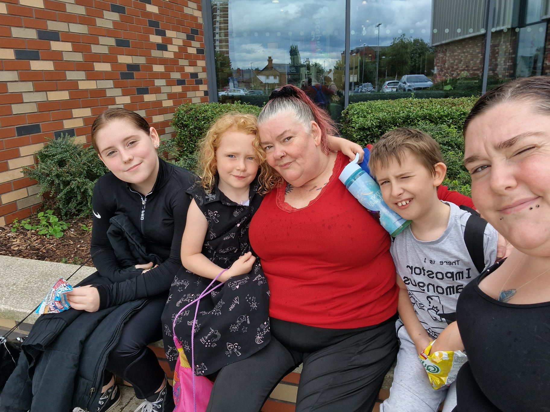 selfie of all 5 of us at swimming