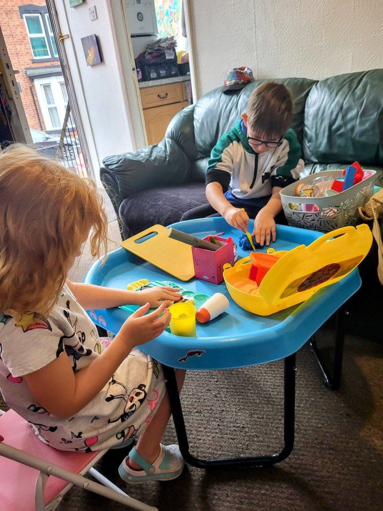 warren & pandora with play dough