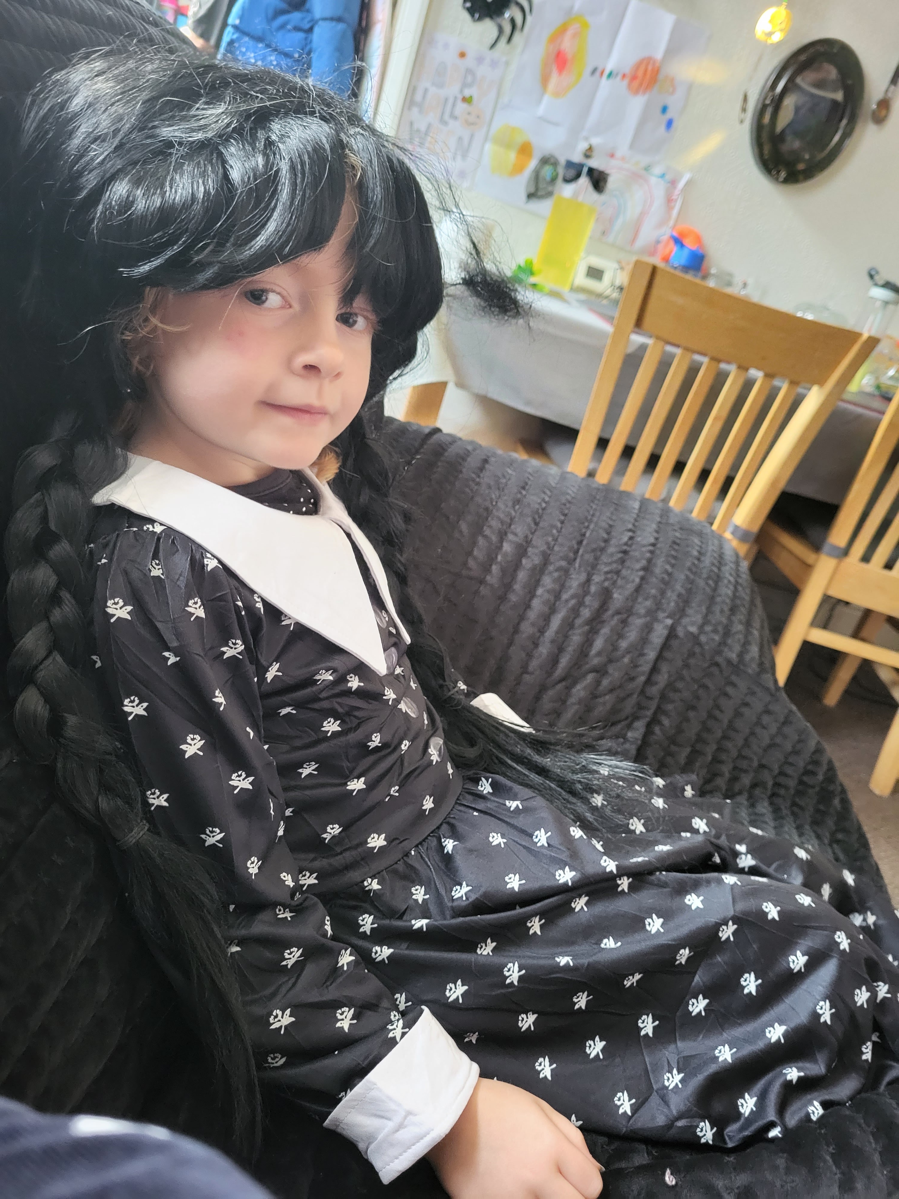 pandora in her new wednesday dress